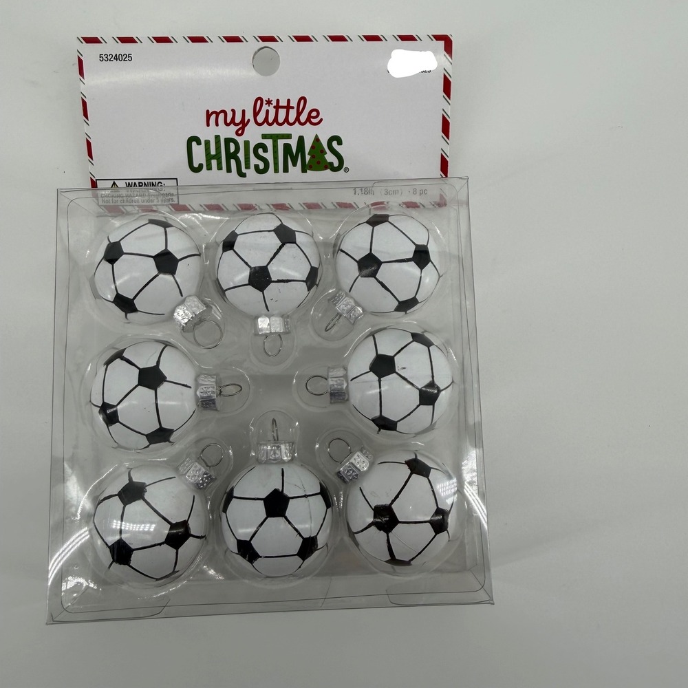 My Little Christmas Soccer Ball Ornaments Set‎ of 8 Holiday Decoration